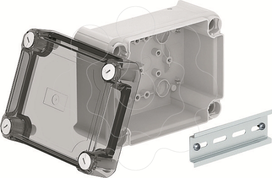 Imagem de Caixa de derivacao lisa com tampa alta transparente 150x116x83 PP/PC cinzento claro 7035