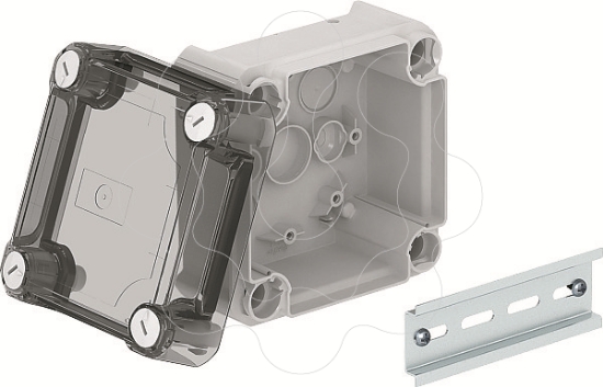 Imagem de Caixa de derivacao lisa com tampa alta transparente 114x114x76 PP/PC cinzento claro 7035