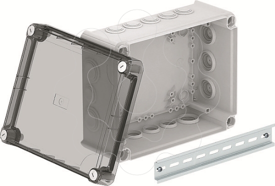 Imagem de Caixa de derivacao com tampa alta transparente 240x190x115 PP/PC cinzento claro 7035