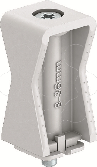 Imagem de Abracadeira encosto p/ perfil com parafuso de fenda 8 36mm PS cinzento claro 7035
