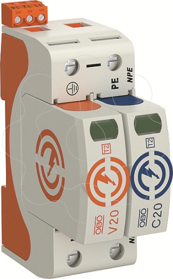 Imagem de Descarregador sobretensoes V20 1 polo com NPE + sinal remoto 280V