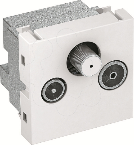 Imagem de Tomada de antena Simples Radio   TV   SAT 45x45mm PC branco puro 9010