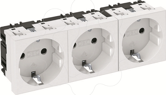 Imagem de Tomada 0° tripla Alveolos protegidos 250V 10/16A PC branco puro 9010