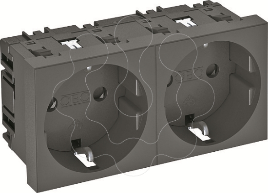 Imagem de Tomada 0° dupla Alveolos protegidos 250V 10/16A PC cinzento antracite 7021