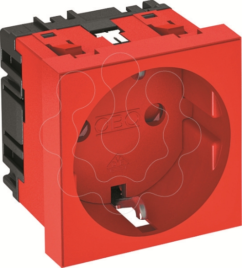 Imagem de Tomada 0° simples Alveolos protegidos 250V 10/16A PC vermelho 3001