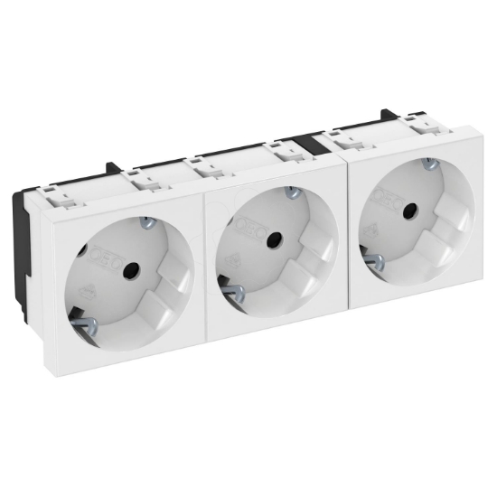 Imagem de Tomada 33° tripla Alveolos protegidos 250V 10/16A PC branco puro 9010