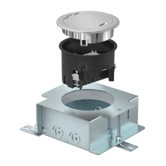 Imagem de Kit completo tampa articulada Cr 2 tomadas VDE betonilha 140x140x85 Zn