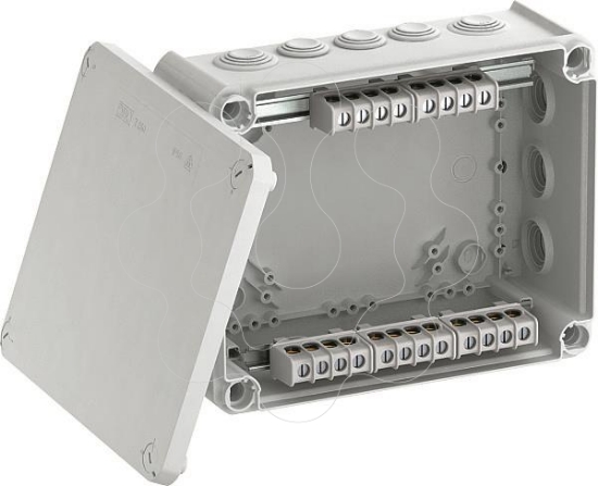 Imagem de Caixa de derivacao com regua bornes + entradas 240x190x95 PP/GF cinzento claro 7035