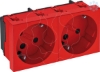 Imagem de Tomada 33° dupla encrav. Alveolos protegidos 250V 10/16A PC vermelho 3001