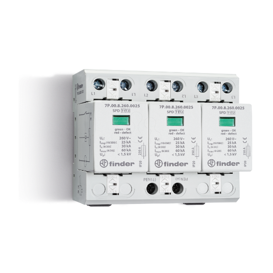 Imagem de SPD CI.+2 TRI 3P 255VAC 3+0 12 KA