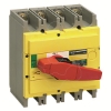 Imagem de interruptor seccionador Interpact INS400 4P punho vermelho/face frontal amarela