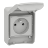 Imagem de PratiKa socket - grey - 2P + E - 10/16 A - 250 V - French - IP65 - surface