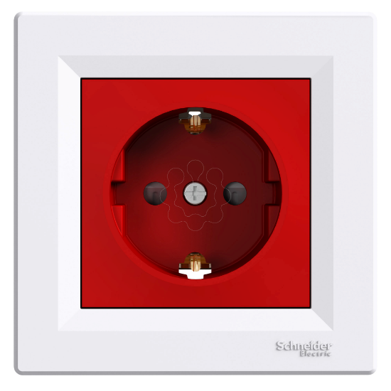 Imagem de Asfora - Tomada 2P+T com obturadores - 16A - Branco/Vermelho