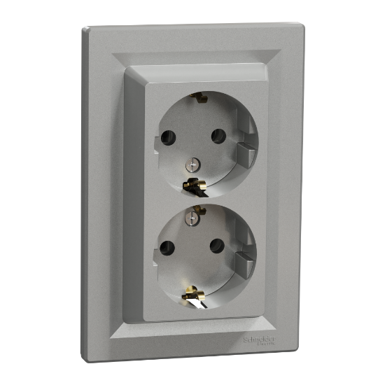 Imagem de Asfora - Tomada 2P+T dupla - 16A - Alumínio