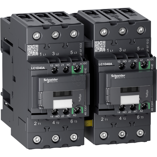 Imagem de TeSys D reversing contactor   3P   = 440 V   40 A AC 3   48...130 V AC/DC coil