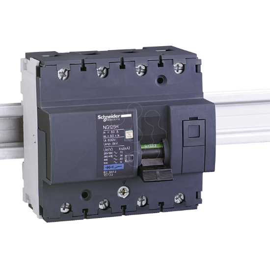 Imagem de Miniature circuit breaker, Acti9 NG125H, 4P, 80 A, C curve, 36 kA IEC 60947 2