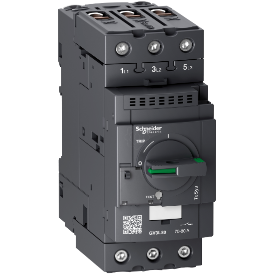 Imagem de Motor circuit breaker, TeSys GV3, 3P, 80 A, magnetic, rotary handle, EverLink terminals