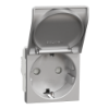 Imagem de Tomada 2P+T com obturadores lig. parafuso, Unica, 16A, Alumínio