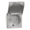 Imagem de Tomada 2P+T com obturadores lig. parafuso, Unica, 16A, Alumínio