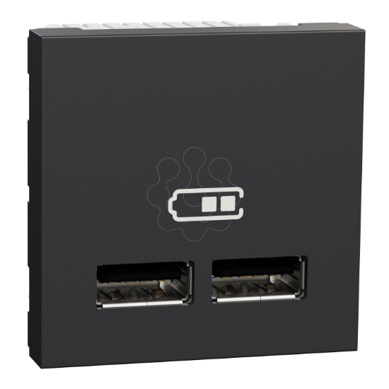 Imagem de Tomada carregador 2 USB tipo 2.0, Unica, 1A, Antracite
