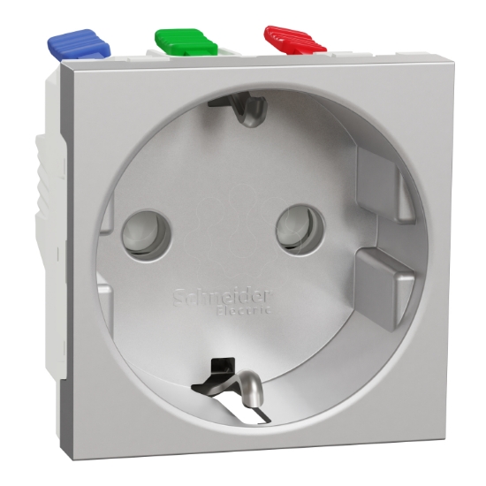Imagem de Tomada 2P+T com obturadores, Unica, 16A, Alumínio