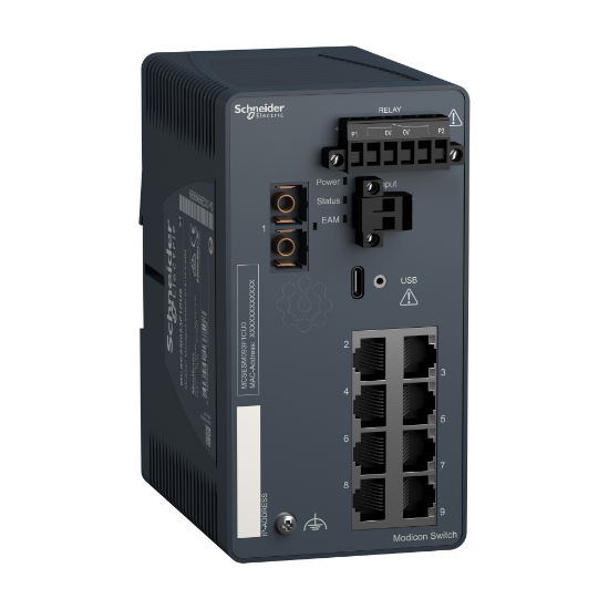 Imagem de Modicon Managed Switch - 8 portos para cobre + 1 port para fibra óptica multimodo