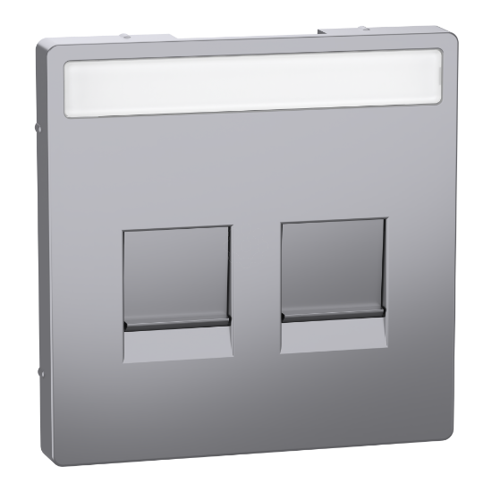 Imagem de Cen.pl. f. 2 gng modular jack w. label fld  dust slide, ss., Sys.Des.