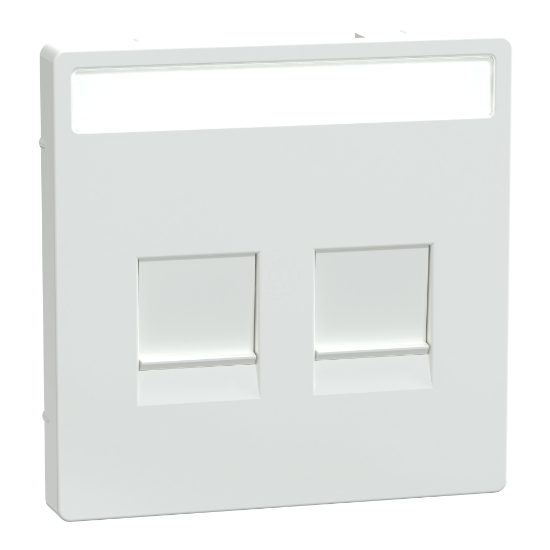 Imagem de Cen.pl. f. 2 gng modular jack w. label fld  dust slide, lotus white, Sys. Des.