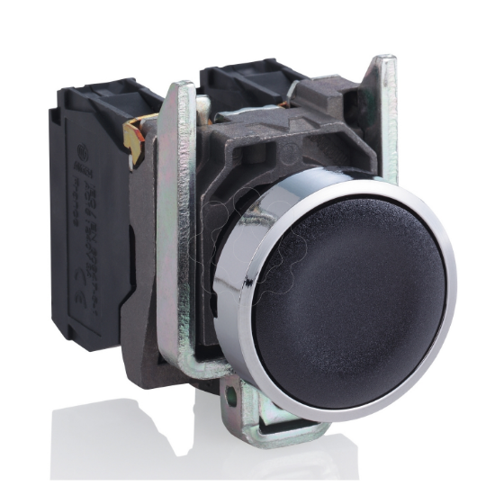 Imagem de Não-iluminado de botão de pressão preto rente momentâneo - 1 no + 1nc