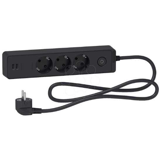 Imagem de Unica extend - Schuko trailing lead - 3 gangs - with USB port - anthracite