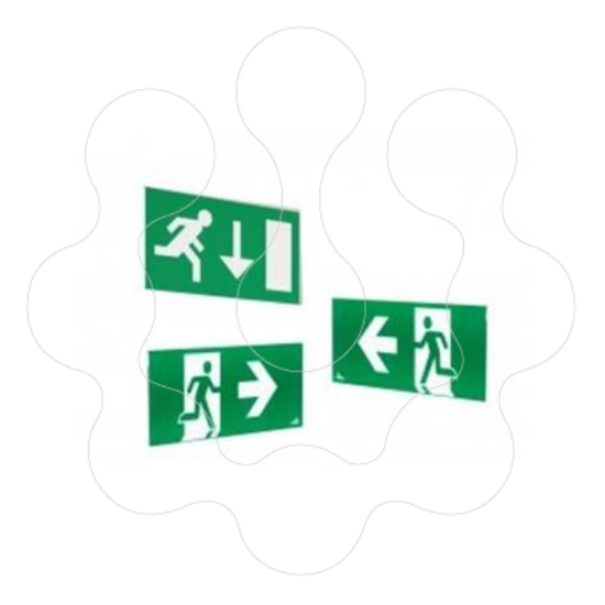 Imagem de Kit de 3 Pictogramas Safelite 20m com seta Dta, Esq e Baixo