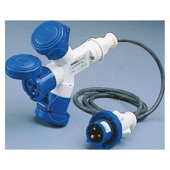 Imagem de Multiplicador Estanque C/Cabo 2m IP67 3x 2P+T 16A 230V Azul