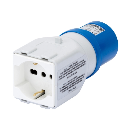 Imagem de Adaptador IP44 Tomada 2P+T 16A 230V Ficha 2P+T 16A Bivalente P30/P17