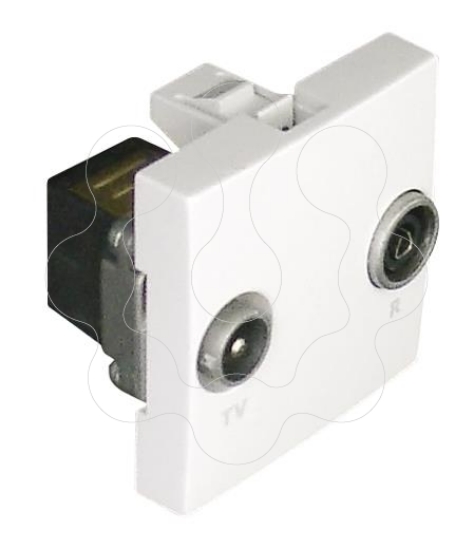 Imagem de TOMADA R-TV TERMINAL - 2 MÓDULOS BRANCA MATE