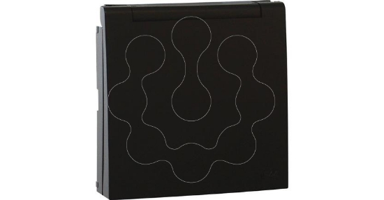 Imagem de CENTRO SCHUKO C/TAMPA E OBTIP44 PRETO MATE