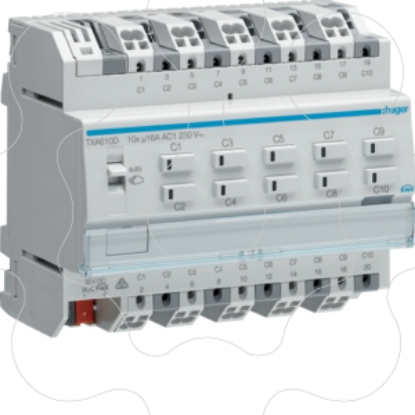 Mostrar detalhes para Actuador bin./est. 10 canais 16A Cap KNX Imagem de Actuador bin./est. 10 canais 16A Cap KNX