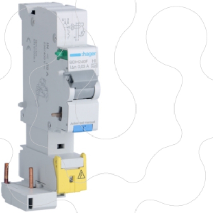 Mostrar detalhes para Bloco dif. 1P+N 40A 30mA HI c/born. des Imagem de Bloco dif. 1P+N 40A 30mA HI c/born. des