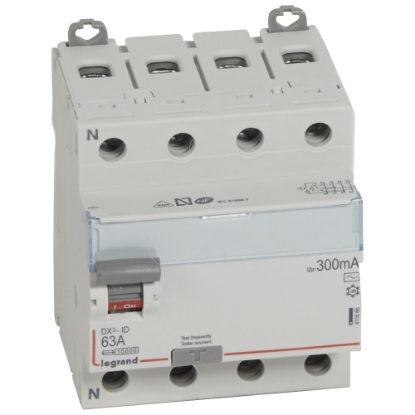 Mostrar detalhes para DX3 INTER DIF 4P 63A AC 300MA Imagem de DX3 INTER DIF 4P 63A AC 300MA
