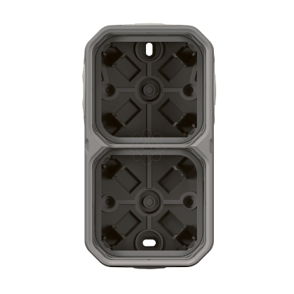 Mostrar detalhes para Plexo IP 55 componivel   Caixa saliente dupla com bucins planos Cinzento Imagem de Plexo IP 55 componivel   Caixa saliente dupla com bucins planos Cinzento