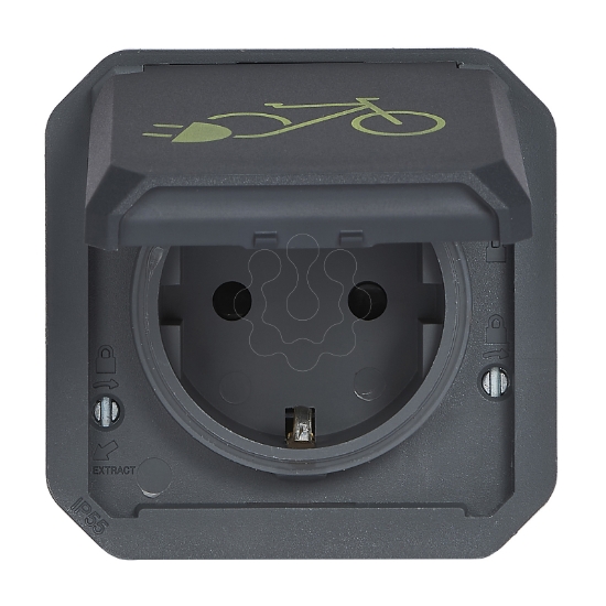 Imagem de Plexo IP 55 componivel   Tomada Schuko para bicicletas eletricas Antracite