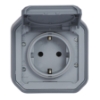 Imagem de Plexo IP 55 monobloco saliente - Tomada 2P+T Schuko, lig. parafusos, Cinzento