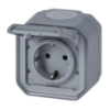 Imagem de Plexo IP 55 monobloco saliente - Tomada 2P+T Schuko, lig. parafusos, Cinzento
