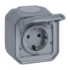 Imagem de Plexo IP 55 monobloco saliente - Tomada 2P+T Schuko, lig. parafusos, Cinzento