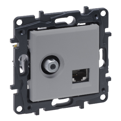 Mostrar detalhes para Niloe Step   Tomada mista TV + RJ 45   tipo "F" Estrela   Aluminio Imagem de Niloe Step   Tomada mista TV + RJ 45   tipo "F" Estrela   Aluminio