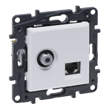 Mostrar detalhes para Niloe Step   Tomada mista TV + RJ 45   tipo "F" Estrela   Branco Imagem de Niloe Step   Tomada mista TV + RJ 45   tipo "F" Estrela   Branco