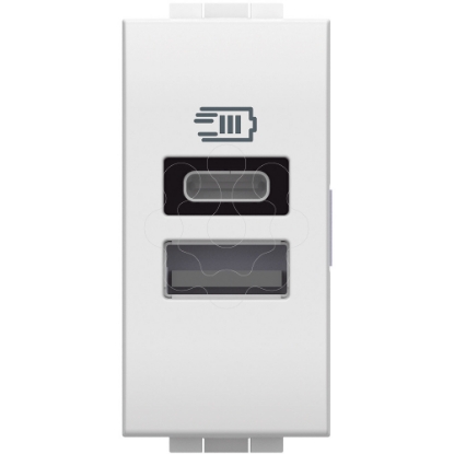Mostrar detalhes para Livinglight   Tomada carreg. USB 1 Tipo A + 1 Tipo C 3 A   Branco 1 modulo Imagem de Livinglight   Tomada carreg. USB 1 Tipo A + 1 Tipo C 3 A   Branco 1 modulo