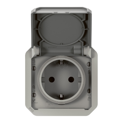 Mostrar detalhes para Plexo IP 55 componivel   Tomada 2P+T Schuko ligadores de parafusos Cinzento Imagem de Plexo IP 55 componivel   Tomada 2P+T Schuko ligadores de parafusos Cinzento
