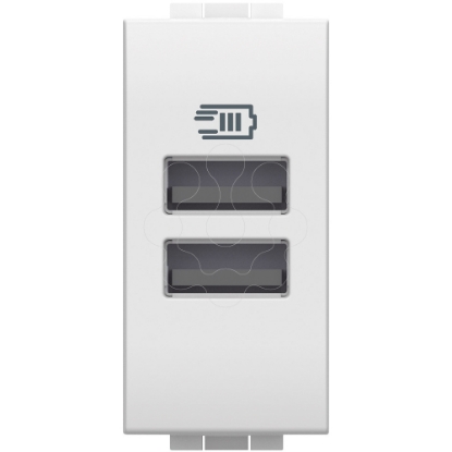 Mostrar detalhes para Livinglight   Tomada carregadora 2 x USB Tipo A 3 A   Branco 1 modulo Imagem de Livinglight   Tomada carregadora 2 x USB Tipo A 3 A   Branco 1 modulo