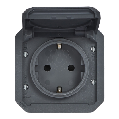 Mostrar detalhes para Plexo IP 55 componivel   Tomada 2P+T Schuko ligadores de parafusos Antracite Imagem de Plexo IP 55 componivel   Tomada 2P+T Schuko ligadores de parafusos Antracite