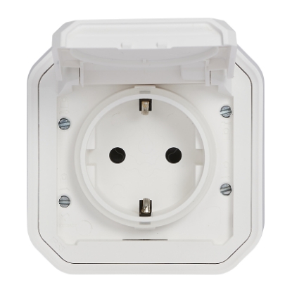Mostrar detalhes para Plexo IP 55 monobloco saliente   Tomada 2P+T Schuko ligad. parafusos Branco Imagem de Plexo IP 55 monobloco saliente   Tomada 2P+T Schuko ligad. parafusos Branco